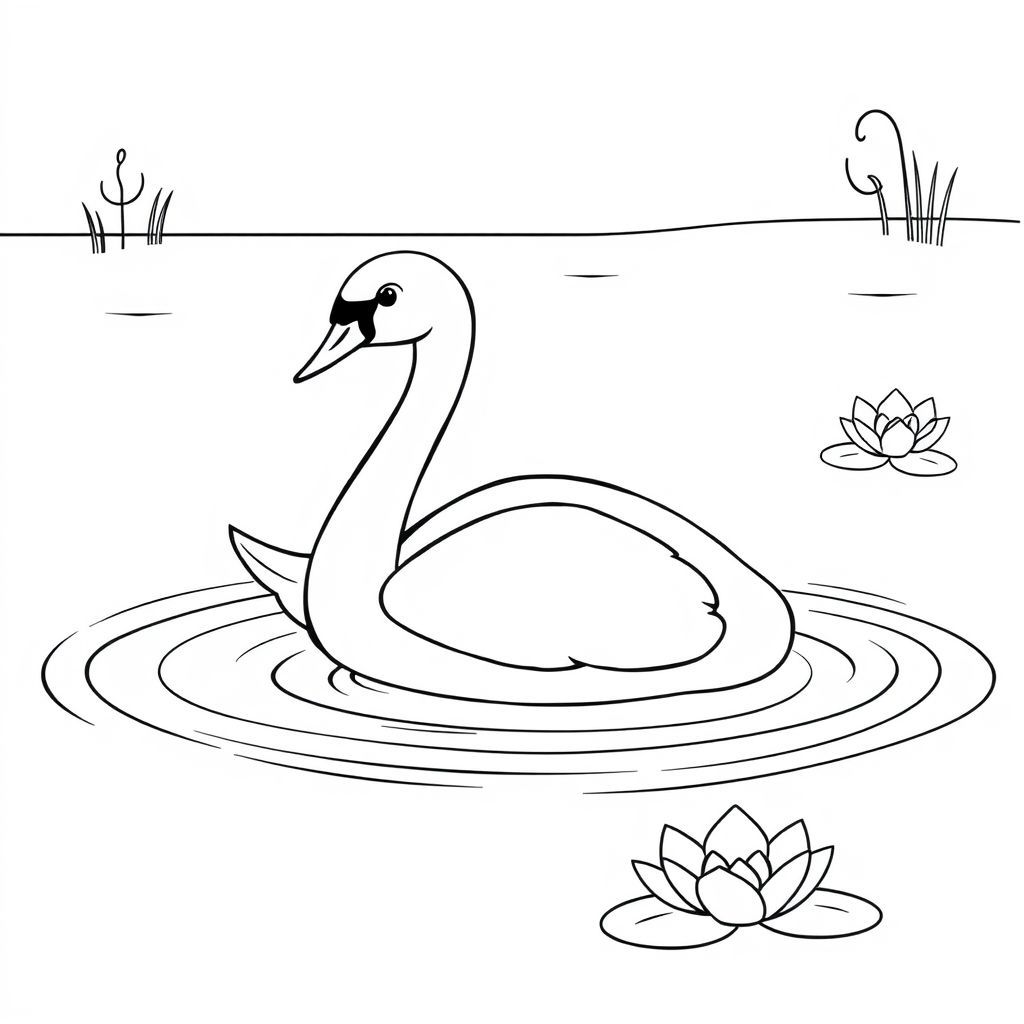 백조 색칠 공부: 호수의 아름다움을 느껴보세요