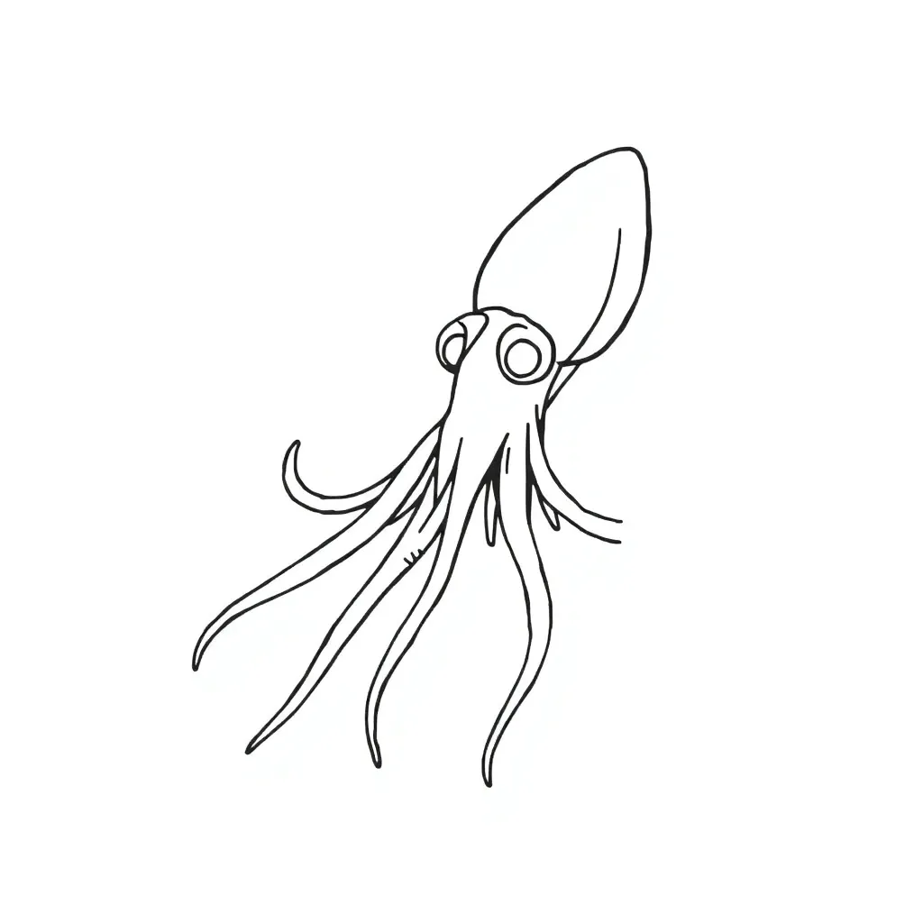 무료 오징어 색칠하기 그림 - 재미있는 해양 동물 색칠 도안